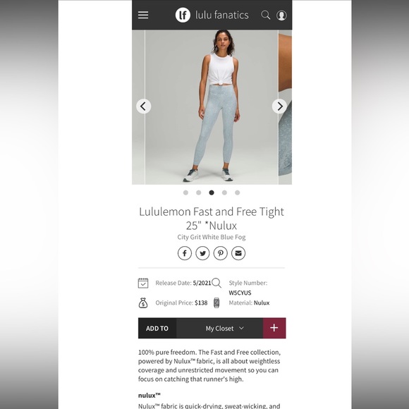 Lululemon Fast and Free 25” - Picture 9 of 10